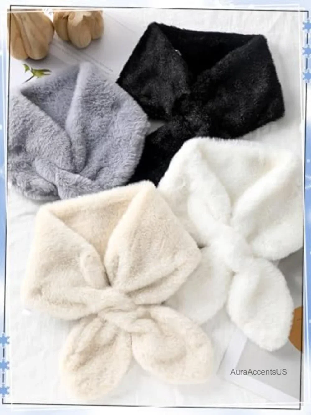 Faux Fur Scarf Set of 4 Winter Neck Warmer Loop Scarf Women Fuzzy Collar